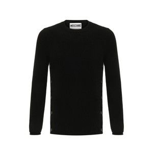 Moschino Ribbed Black Wool Knitwear With Decorative Button Accents - NWT